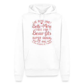 Belle-Maman Belle-Mère Maman-Bonus Fete Des Meres - Sweat à capuche Premium bio Homme - blanc - Devant - Nico (187cm)