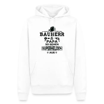 Bauherr und Papa so sehen Superhelden aus - Männer Premium Bio Hoodie - Weiß - Vorne - Nico (187cm)