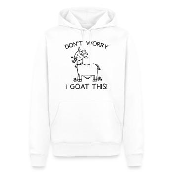 Ne vous inquiétez pas, je chèvre ce - Sweat à capuche Premium bio Homme - blanc - Devant - Nico (187cm)