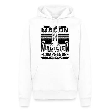 Maçon Maçonnerie Drôle - Sweat à capuche Premium bio Homme - blanc - Devant - Nico (187cm)