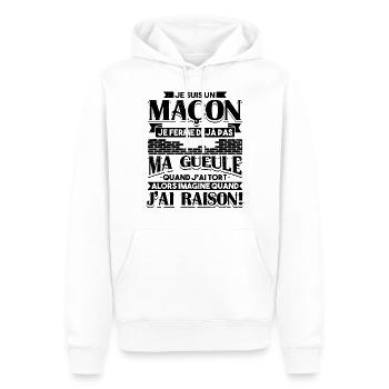 Maçon Maçonnerie Humour Macon - Sweat à capuche Premium bio Homme - blanc - Devant - Nico (187cm)