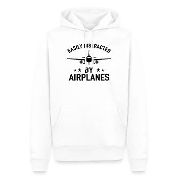 Easily Distracted by Airplanes Flugzeug Pilot - Sweat à capuche Premium bio Homme - blanc - Devant - Nico (187cm)