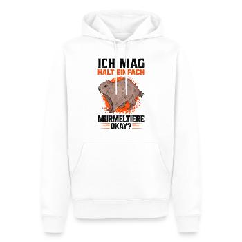 Ich mag halt Murmeltiere Nagetier Spruch - Männer Premium Bio Hoodie - Weiß - Vorne - Nico (187cm)