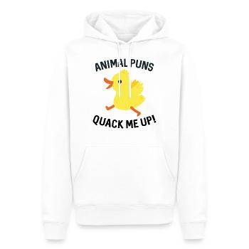 Animal Puns Quack Me Up - Männer Premium Bio Hoodie - Weiß - Vorne - Nico (187cm)