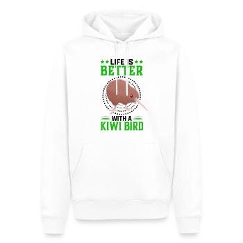 Leben mit Kiwi Vogel Schnepfenstrauß Spruch - Männer Premium Bio Hoodie - Weiß - Vorne - Nico (187cm)