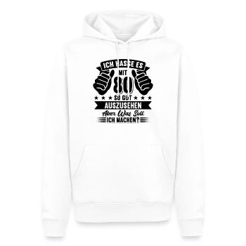 80. Geburtstag - Männer Premium Bio Hoodie - Weiß - Vorne - Nico (187cm)