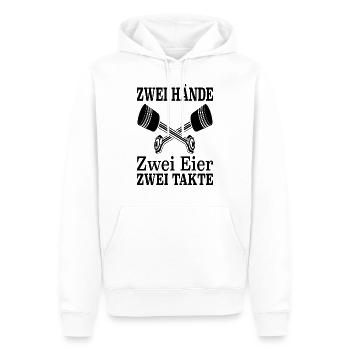 Zwei Hände Zwei Eier Zwei Takte Car Kolben Racecar - Männer Premium Bio Hoodie - Weiß - Vorne - Nico (187cm)