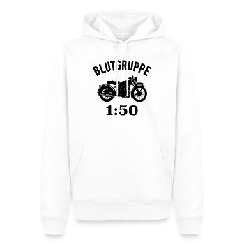 Blutgruppe 1:50 Zweitakter Gemisch Moped Motorrad - Männer Premium Bio Hoodie - Weiß - Vorne - Nico (187cm)