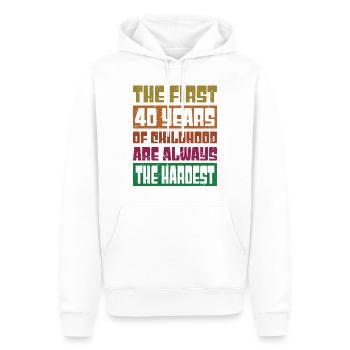 Härteste erste 40 Jahre - Lustiges Geschenk zum 40. Geburtstag - Männer Premium Bio Hoodie - Weiß - Vorne - Nico (187cm)