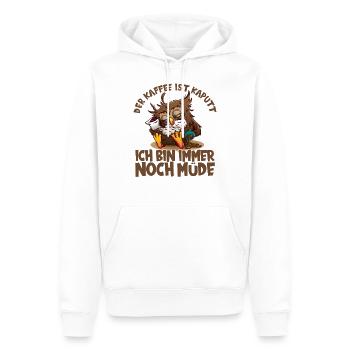 Der Kaffee ist kaputt ich bin immer noch müde Eule - Männer Premium Bio Hoodie - Weiß - Vorne - Nico (187cm)