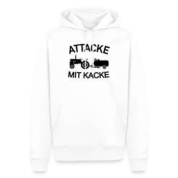 Attacke mit Kacke Traktor Bauer Güllewagen - Männer Premium Bio Hoodie - Weiß - Vorne - Nico (187cm)