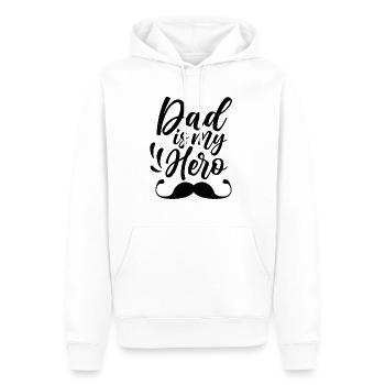 Papa est mon héros Père Père Père - Sweat à capuche Premium bio Homme - blanc - Devant - Nico (187cm)