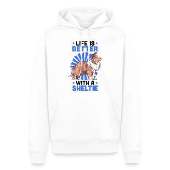 Life is better with Shetland Sheepdog Sheltie - Men’s Premium Organic Hoodie - white - Front - Nico (187cm)