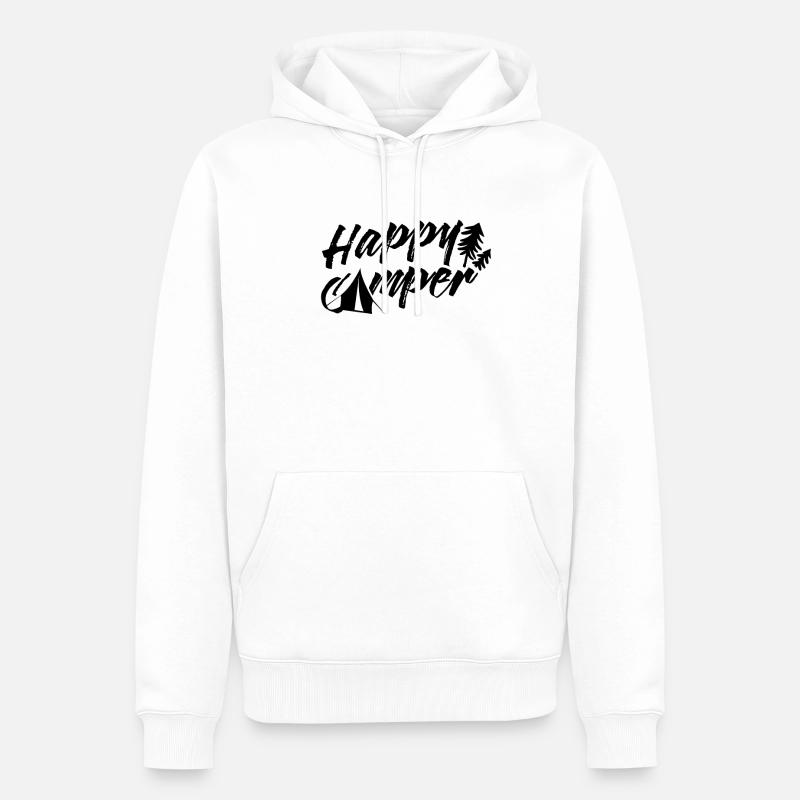 Froher Camper Campen Camping Campingplatz - Männer Premium Bio Hoodie - Weiß