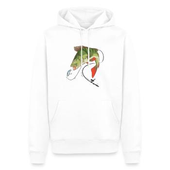Perch pêcheur perch avec Wobbler - Sweat à capuche Premium bio Homme - blanc - Devant - Nico (187cm)