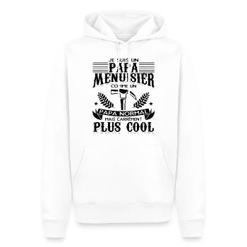Papa Menuisier - Sweat à capuche Premium bio Homme - blanc - Devant - Nico (187cm)