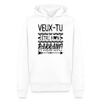 Veux Tu Etre Mon Parrain - Sweat à capuche Premium bio Homme - blanc - Devant - Nico (187cm)