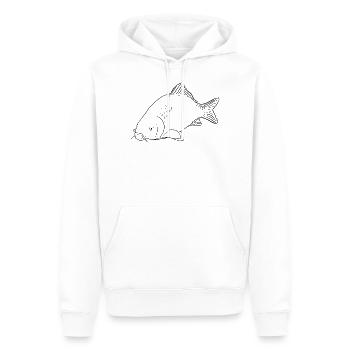 Karpfen Schwarz weiß Skizze - Männer Premium Bio Hoodie - Weiß - Vorne - Nico (187cm)