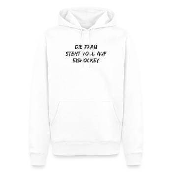 Eishockey - Die Frau steht voll auf Eishockey - Männer Premium Bio Hoodie - Weiß - Vorne - Nico (187cm)