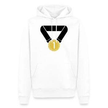1. Platz Medaille - Männer Premium Bio Hoodie - Weiß - Vorne - Nico (187cm)