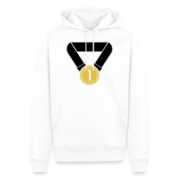 Medaille 1. Platz - Männer Premium Bio Hoodie - Weiß - Vorne - Nico (187cm)