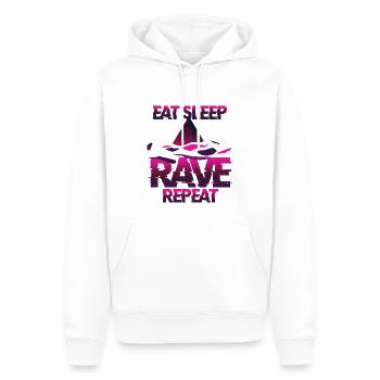 Essen schalfen und Raven Techno - Männer Premium Bio Hoodie - Weiß - Vorne - Nico (187cm)