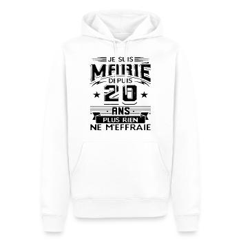 Anniversaire 20 Ans De Mariage - Sweat à capuche Premium bio Homme - blanc - Devant - Nico (187cm)