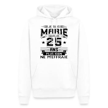 Anniversaire 25 Ans De Mariage - Sweat à capuche Premium bio Homme - blanc - Devant - Nico (187cm)