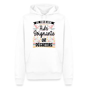 Aide Soignante Humour Aides Soignants - Sweat à capuche Premium bio Homme - blanc - Devant - Nico (187cm)