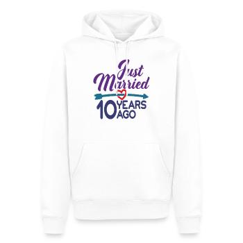 Juste marié il y a 10 ans, 10e anniversaire de mariage - Sweat à capuche Premium bio Homme - blanc - Devant - Nico (187cm)