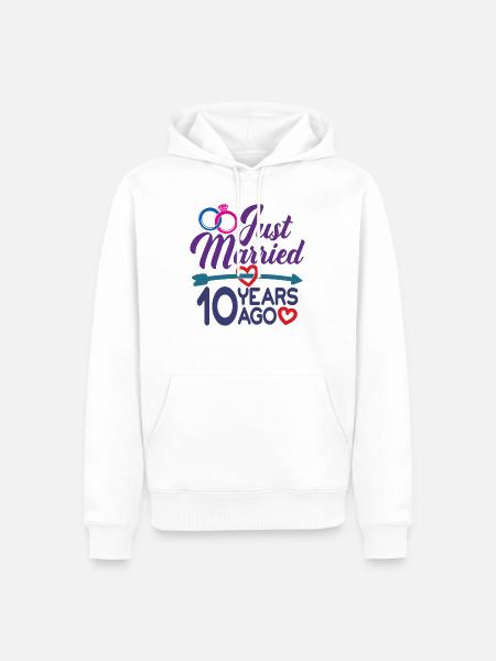 Gerade geheiratet vor 10 Jahren, 10. Hochzeitstag - Männer Premium Bio Hoodie - Weiß