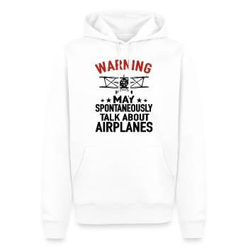 Warning May Spontaneously Talk About Airplanes - Männer Premium Bio Hoodie - Weiß - Vorne - Nico (187cm)