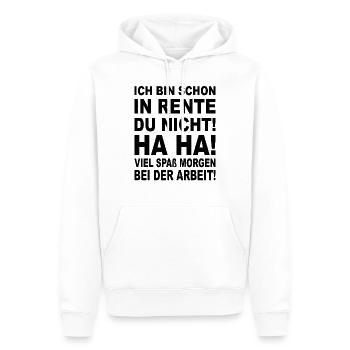 Rentner Spruch Pension Pensionist Ruhestand Rente - Männer Premium Bio Hoodie - Weiß - Vorne - Nico (187cm)