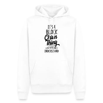 Blockchain Crypto Mond Krypro Kryprowährung - Männer Premium Bio Hoodie - Weiß - Vorne - Nico (187cm)