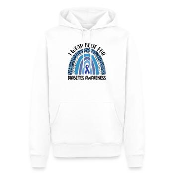 Je porte du bleu pour la sensibilisation au diabète Leopard Rainbow - Sweat à capuche Premium bio Homme - blanc - Devant - Nico (187cm)