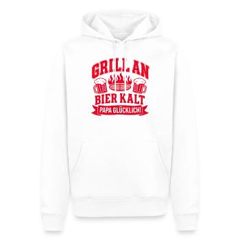 Grillen Papa Bier - Männer Premium Bio Hoodie - Weiß - Vorne - Nico (187cm)