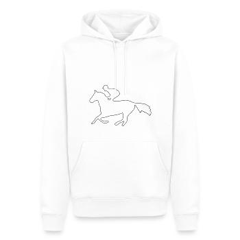 Trabber Pferd mit Jockey im Galopp Oneline - Männer Premium Bio Hoodie - Weiß - Vorne - Nico (187cm)