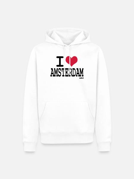 j'aime amsterdam par wam - Sweat à capuche Premium bio Homme - blanc