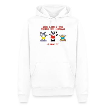 This tshirt was tested on animals - Sweat à capuche Premium bio Homme - blanc - Devant - Nico (187cm)