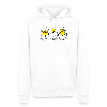 Drei aus dem Ei (c) - Männer Premium Bio Hoodie - Weiß - Vorne - Nico (187cm)
