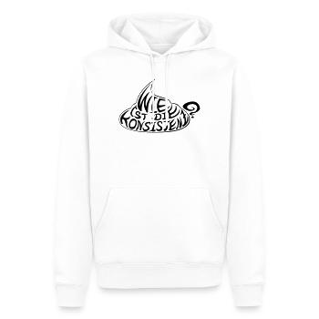wie_ist_die_konsistenz - Männer Premium Bio Hoodie - Weiß - Vorne - Nico (187cm)