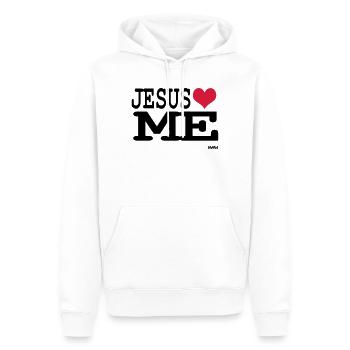 Jesus loves me - foi personnelle - Sweat à capuche Premium bio Homme - blanc - Devant - Nico (187cm)