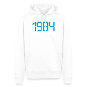 1984 Né 42e anniversaire à 42 ans - Sweat à capuche Premium bio Homme - blanc - Devant - Nico (187cm)