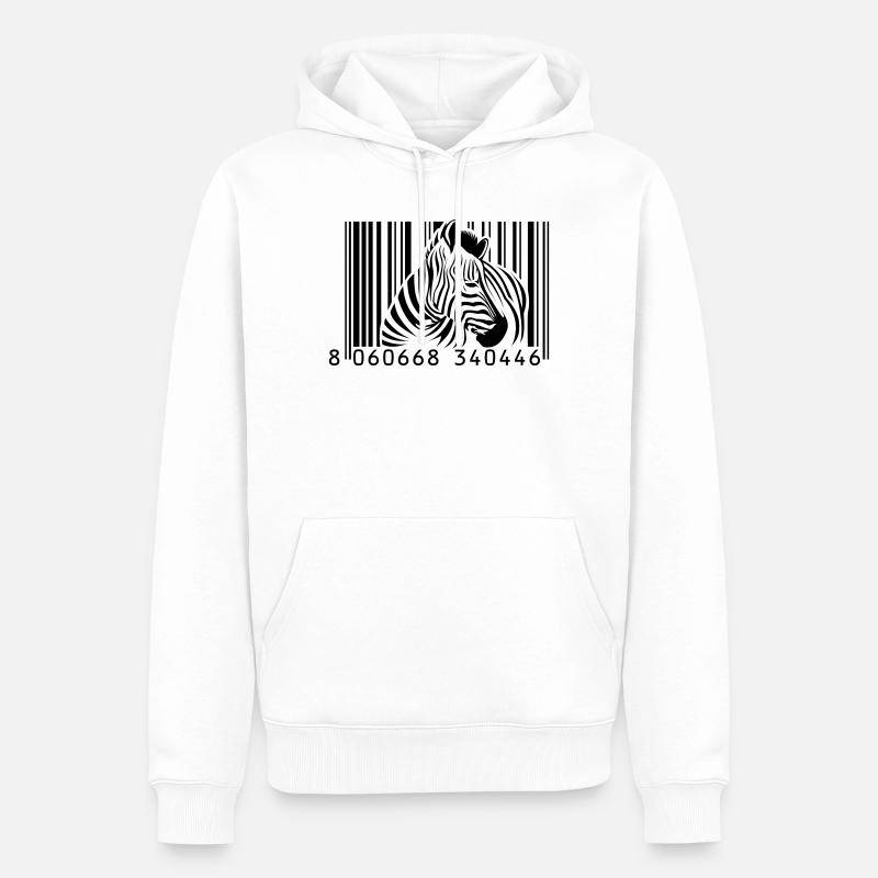 code à barres zèbre - Sweat à capuche Premium bio Homme - blanc