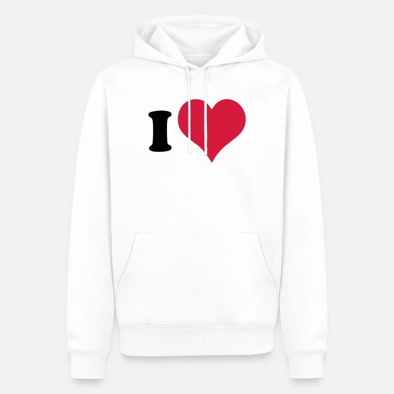 Ich Liebe - Ich Herz - Männer Premium Bio Hoodie - Weiß