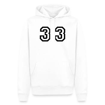 Number - 33 - Thirty Three - Männer Premium Bio Hoodie - Weiß - Vorne - Nico (187cm)