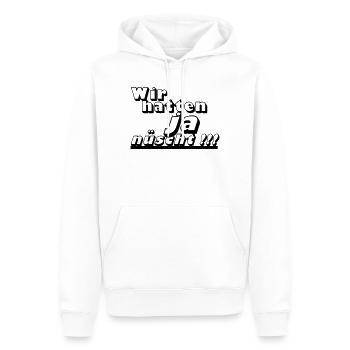Ostalgie, DDR Kult ,Wir hatten ja nüscht (25) - Männer Premium Bio Hoodie - Weiß - Vorne - Nico (187cm)