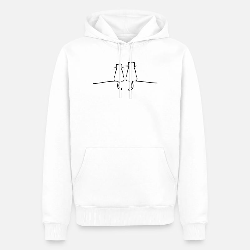 Idée cadeau couple silhouette chats - Sweat à capuche Premium bio Homme - blanc