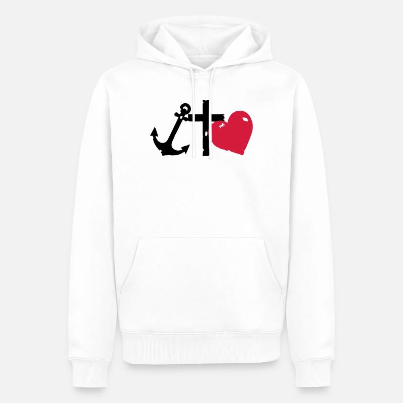 Rote Herzsilhouette glaube-liebe-Hoffnung - Männer Premium Bio Hoodie - Weiß