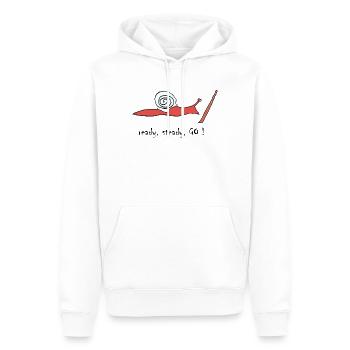 running snail -- ready, steady, GO ! - Männer Premium Bio Hoodie - Weiß - Vorne - Nico (187cm)
